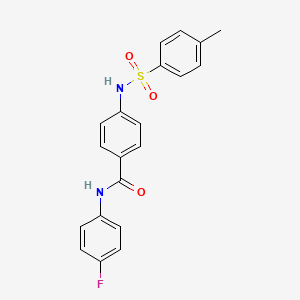 molecular formula C20H17FN2O3S B2799250 N-(4-fluorophenyl)-4-[(4-methylphenyl)sulfonylamino]benzamide CAS No. 881938-75-6