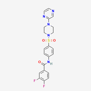 molecular formula C21H19F2N5O3S B2799254 3,4-difluoro-N-(4-((4-(pyrazin-2-yl)piperazin-1-yl)sulfonyl)phenyl)benzamide CAS No. 1021077-01-9