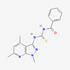 molecular formula C17H17N5OS B2799274 N-苯甲酰-N'-(1,4,6-三甲基-1H-吡唑并[3,4-b]吡啶-3-基)硫脲 CAS No. 866131-80-8