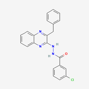 molecular formula C22H17ClN4O B2799283 N'-(3-benzyl-2-quinoxalinyl)-3-chlorobenzenecarbohydrazide CAS No. 478033-89-5