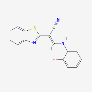 (2E)-2-(1,3-benzothiazol-2-yl)-3-[(2-fluorophenyl)amino]prop-2-enenitrile
