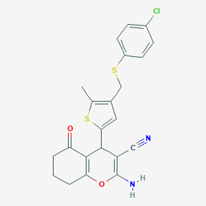 2-amino-4-(4-{[(4-chlorophenyl)sulfanyl]methyl}-5-methyl-2-thienyl)-5-oxo-5,6,7,8-tetrahydro-4H-chromene-3-carbonitrile