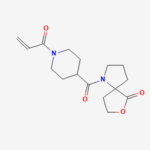 molecular formula C16H22N2O4 B2799310 1-(1-Prop-2-enoylpiperidine-4-carbonyl)-7-oxa-1-azaspiro[4.4]nonan-6-one CAS No. 2361889-04-3