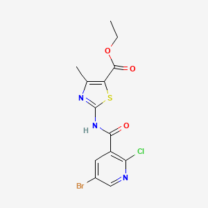 molecular formula C13H11BrClN3O3S B2799320 Ethyl 2-(5-bromo-2-chloropyridine-3-amido)-4-methyl-1,3-thiazole-5-carboxylate CAS No. 1281033-32-6
