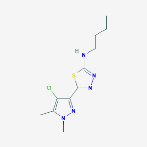 molecular formula C11H16ClN5S B279933 N-butyl-5-(4-chloro-1,5-dimethyl-1H-pyrazol-3-yl)-1,3,4-thiadiazol-2-amine 