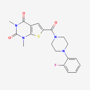 molecular formula C19H19FN4O3S B2799338 6-(4-(2-fluorophenyl)piperazine-1-carbonyl)-1,3-dimethylthieno[2,3-d]pyrimidine-2,4(1H,3H)-dione CAS No. 946206-89-9