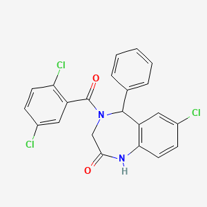 molecular formula C22H15Cl3N2O2 B2799342 7-chloro-4-(2,5-dichlorobenzoyl)-5-phenyl-3,5-dihydro-1H-1,4-benzodiazepin-2-one CAS No. 533879-20-8