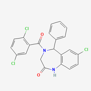 molecular formula C22H15Cl3N2O2 B2799342 7-chloro-4-(2,5-dichlorobenzoyl)-5-phenyl-2,3,4,5-tetrahydro-1H-1,4-benzodiazepin-2-one CAS No. 533879-20-8