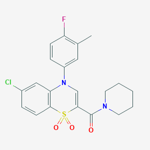 molecular formula C21H20ClFN2O3S B2799347 N-环己基-N'-[2-(4-甲基苯基)-1H-吲哚-3-基]脲 CAS No. 1251670-41-3