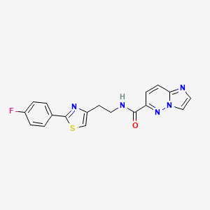 molecular formula C18H14FN5OS B2799351 N-{2-[2-(4-fluorophenyl)-1,3-thiazol-4-yl]ethyl}imidazo[1,2-b]pyridazine-6-carboxamide CAS No. 2415569-15-0