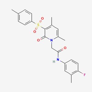 molecular formula C23H23FN2O4S B2799355 2-(4,6-二甲基-2-氧代-3-对甲苯基吡啶-1(2H)-基)-N-(4-氟-3-甲基苯基)乙酰胺 CAS No. 1251683-13-2