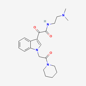 molecular formula C21H28N4O3 B2799357 N-(2-(二甲基氨基)乙基)-2-氧代-2-(1-(2-氧代-2-(哌啶-1-基)乙基)-1H-吲哚-3-基)乙酰胺 CAS No. 872861-07-9
