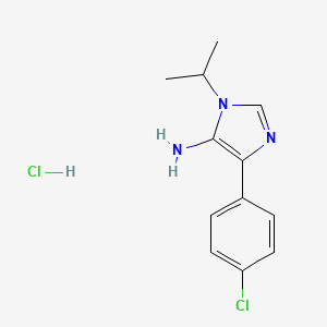 molecular formula C12H15Cl2N3 B2799361 4-(4-Chlorophenyl)-1-(propan-2-yl)-1H-imidazol-5-amine hydrochloride CAS No. 2126177-23-7