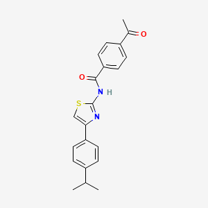 molecular formula C21H20N2O2S B2799365 4-acetyl-N-(4-(4-isopropylphenyl)thiazol-2-yl)benzamide CAS No. 312605-26-8