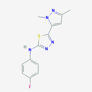 molecular formula C13H12FN5S B279937 5-(1,3-dimethyl-1H-pyrazol-5-yl)-N-(4-fluorophenyl)-1,3,4-thiadiazol-2-amine 