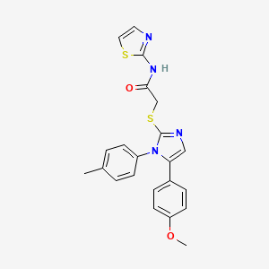 molecular formula C22H20N4O2S2 B2799371 2-((5-(4-methoxyphenyl)-1-(p-tolyl)-1H-imidazol-2-yl)thio)-N-(thiazol-2-yl)acetamide CAS No. 1207009-53-7