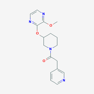 molecular formula C17H20N4O3 B2799375 1-(3-((3-Methoxypyrazin-2-yl)oxy)piperidin-1-yl)-2-(pyridin-3-yl)ethanone CAS No. 2034437-38-0