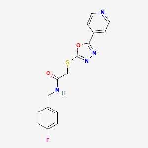 molecular formula C16H13FN4O2S B2799380 N-(4-氟苄基)-2-((5-(吡啶-4-基)-1,3,4-噁二唑-2-基)硫代)乙酰胺 CAS No. 899945-93-8