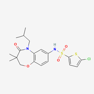 molecular formula C19H23ClN2O4S2 B2799383 5-chloro-N-(5-isobutyl-3,3-dimethyl-4-oxo-2,3,4,5-tetrahydrobenzo[b][1,4]oxazepin-7-yl)thiophene-2-sulfonamide CAS No. 922057-56-5