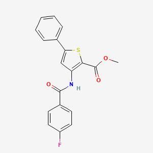 molecular formula C19H14FNO3S B2799384 Methyl 3-(4-fluorobenzamido)-5-phenylthiophene-2-carboxylate CAS No. 477326-28-6