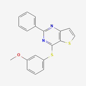 molecular formula C19H14N2OS2 B2799387 Methyl 3-[(2-phenylthieno[3,2-d]pyrimidin-4-yl)sulfanyl]phenyl ether CAS No. 692738-30-0