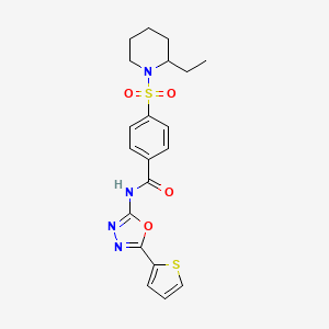 molecular formula C20H22N4O4S2 B2799399 4-(2-ethylpiperidin-1-yl)sulfonyl-N-(5-thiophen-2-yl-1,3,4-oxadiazol-2-yl)benzamide CAS No. 533872-15-0