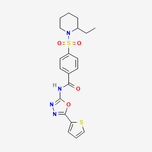 molecular formula C20H22N4O4S2 B2799399 4-[(2-ethylpiperidin-1-yl)sulfonyl]-N-[5-(thiophen-2-yl)-1,3,4-oxadiazol-2-yl]benzamide CAS No. 533872-15-0