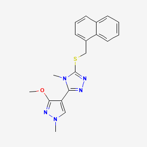 molecular formula C19H19N5OS B2799402 3-(3-methoxy-1-methyl-1H-pyrazol-4-yl)-4-methyl-5-((naphthalen-1-ylmethyl)thio)-4H-1,2,4-triazole CAS No. 1014073-67-6