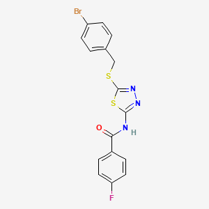 molecular formula C16H11BrFN3OS2 B2799408 N-(5-(4-bromobenzylthio)-1,3,4-thiadiazol-2-yl)-4-fluorobenzamide CAS No. 392302-90-8