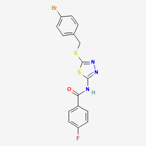 molecular formula C16H11BrFN3OS2 B2799408 N-(5-(4-bromobenzylthio)-1,3,4-thiadiazol-2-yl)-4-fluorobenzamide 