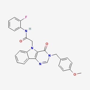 molecular formula C26H21FN4O3 B2799410 N-(2-fluorophenyl)-2-[3-(4-methoxybenzyl)-4-oxo-3,4-dihydro-5H-pyrimido[5,4-b]indol-5-yl]acetamide CAS No. 1189942-08-2