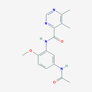 molecular formula C16H18N4O3 B2799418 N-(5-Acetamido-2-methoxyphenyl)-5,6-dimethylpyrimidine-4-carboxamide CAS No. 2415491-61-9