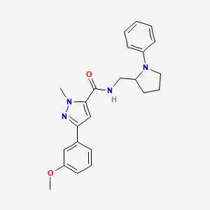 molecular formula C23H26N4O2 B2799420 3-(3-甲氧基苯基)-1-甲基-N-((1-苯基吡咯啶-2-基)甲基)-1H-吡唑-5-甲酰胺 CAS No. 1798030-13-3