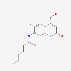 molecular formula C18H24N2O3 B2799425 N-[4-(甲氧甲基)-6-甲基-2-氧代-1,2-二氢-7-喹啉基]己酰胺 CAS No. 866040-68-8