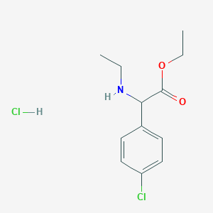 molecular formula C12H17Cl2NO2 B2799428 Ethyl (4-chlorophenyl)(ethylamino)acetate hydrochloride CAS No. 1046535-04-9