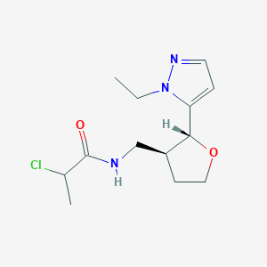 2-Chloro-N-[[(2R,3S)-2-(2-ethylpyrazol-3-yl)oxolan-3-yl]methyl]propanamide