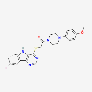 2-((8-fluoro-5H-pyrimido[5,4-b]indol-4-yl)thio)-1-(4-(4-methoxyphenyl)piperazin-1-yl)ethanone