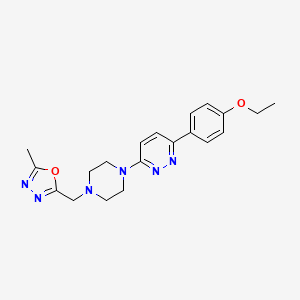 molecular formula C20H24N6O2 B2799452 2-[[4-[6-(4-Ethoxyphenyl)pyridazin-3-yl]piperazin-1-yl]methyl]-5-methyl-1,3,4-oxadiazole CAS No. 2380086-25-7