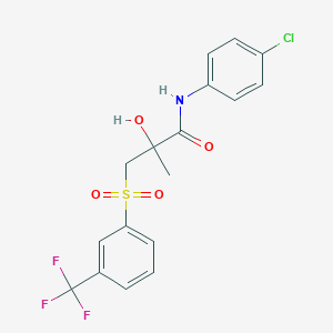 molecular formula C17H15ClF3NO4S B2799465 N-(4-chlorophenyl)-2-hydroxy-2-methyl-3-{[3-(trifluoromethyl)phenyl]sulfonyl}propanamide CAS No. 338424-16-1