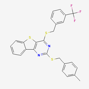 4-Methylbenzyl 4-{[3-(trifluoromethyl)benzyl]sulfanyl}[1]benzothieno[3,2-d]pyrimidin-2-yl sulfide