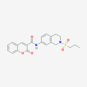 molecular formula C22H22N2O5S B2799480 2-oxo-N-(2-(propylsulfonyl)-1,2,3,4-tetrahydroisoquinolin-7-yl)-2H-chromene-3-carboxamide CAS No. 954708-43-1