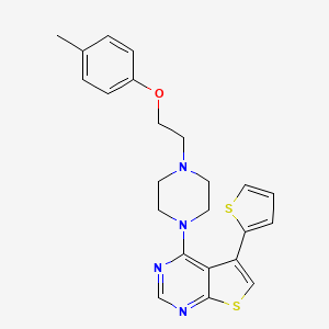 molecular formula C23H24N4OS2 B2799483 5-(Thiophen-2-yl)-4-(4-(2-(p-tolyloxy)ethyl)piperazin-1-yl)thieno[2,3-d]pyrimidine CAS No. 847367-18-4