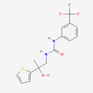 molecular formula C15H15F3N2O2S B2799488 1-(2-Hydroxy-2-(thiophen-2-yl)propyl)-3-(3-(trifluoromethyl)phenyl)urea CAS No. 1351622-21-3