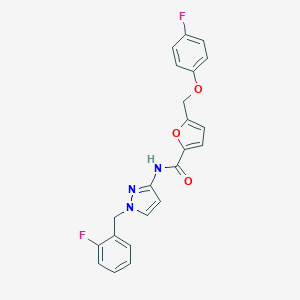 molecular formula C22H17F2N3O3 B279949 N-[1-(2-fluorobenzyl)-1H-pyrazol-3-yl]-5-[(4-fluorophenoxy)methyl]-2-furamide 