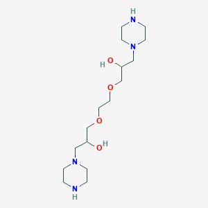 molecular formula C16H34N4O4 B2799493 3,3'-(Ethane-1,2-diylbis(oxy))bis(1-(piperazin-1-yl)propan-2-ol) CAS No. 47375-67-7