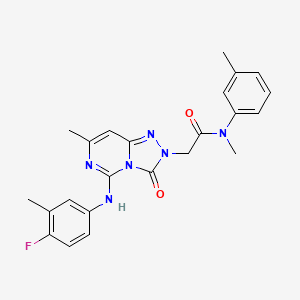 molecular formula C23H23FN6O2 B2799509 2-[5-(4-氟-3-甲基苯胺基)-7-甲基-3-氧代[1,2,4]三唑并[4,3-c]嘧啶-2(3H)-基]-N~1~-甲基-N~1~-(3-甲基苯基)乙酰胺 CAS No. 1251553-21-5