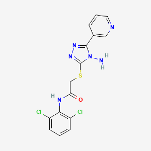 molecular formula C15H12Cl2N6OS B2799526 2-{[4-amino-5-(pyridin-3-yl)-4H-1,2,4-triazol-3-yl]sulfanyl}-N-(2,6-dichlorophenyl)acetamide CAS No. 728898-31-5
