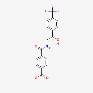molecular formula C18H16F3NO4 B2799532 Methyl 4-((2-hydroxy-2-(4-(trifluoromethyl)phenyl)ethyl)carbamoyl)benzoate CAS No. 1351616-25-5