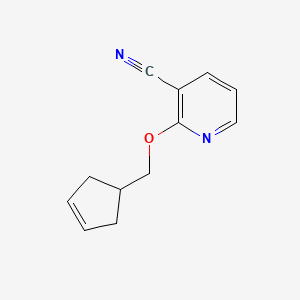 molecular formula C12H12N2O B2799535 2-[(环戊-3-烯-1-基)甲氧基]吡啶-3-碳腈 CAS No. 2200178-55-6