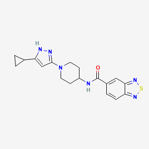 molecular formula C18H20N6OS B2799541 N-(1-(5-环丙基-1H-吡唑-3-基)哌啶-4-基)苯并[c][1,2,5]噻二唑-5-甲酸酰胺 CAS No. 2034205-66-6